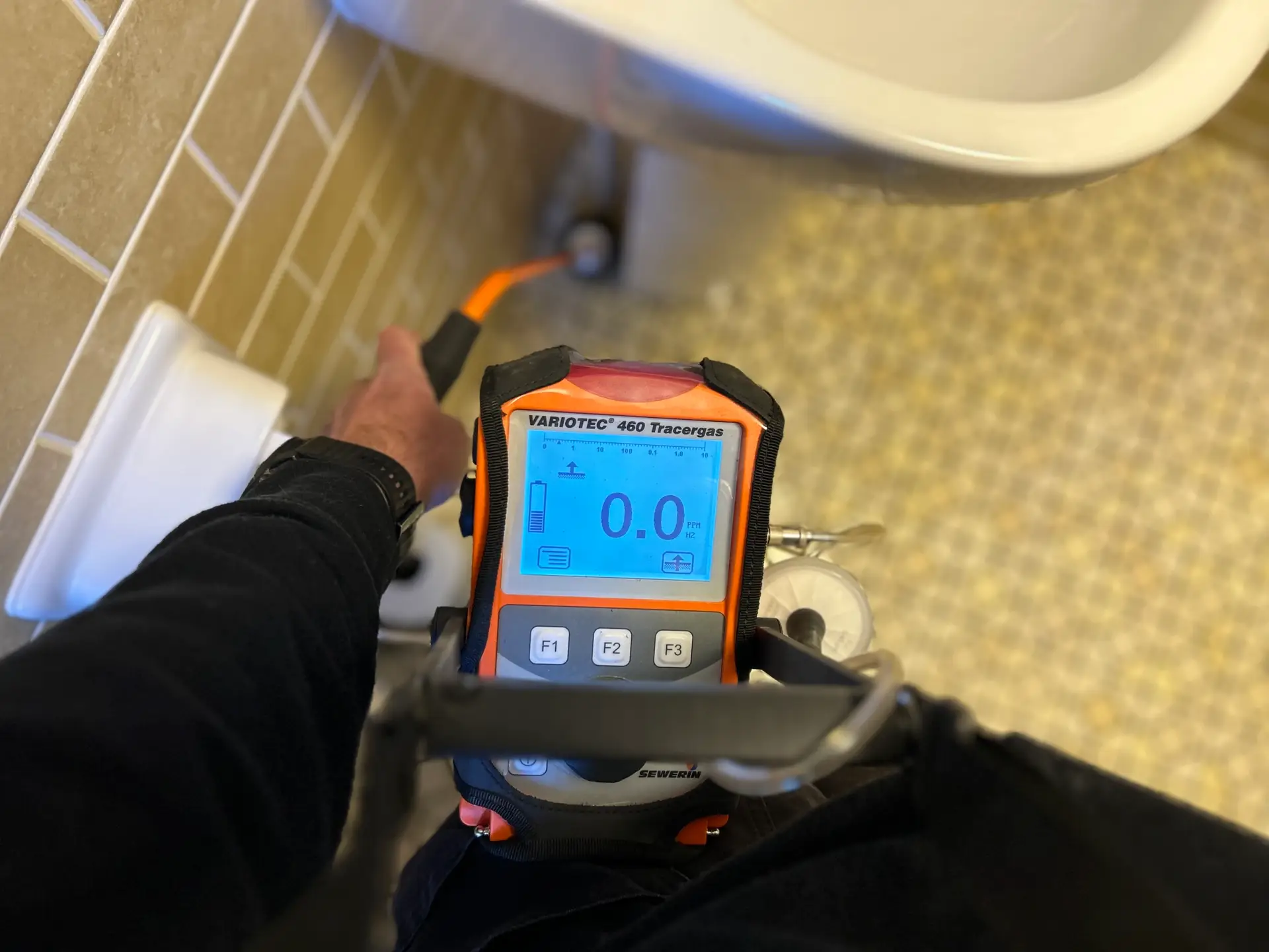 Water leak detection technician locating a hidden leak in Marietta, GA